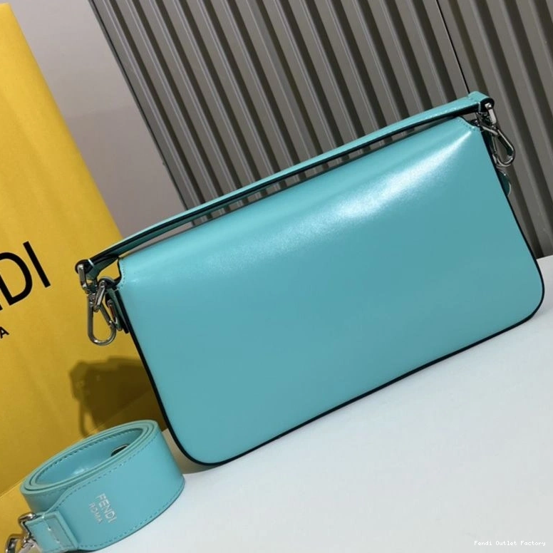 Cheap HOT Bag Smooth Medium Tiffany In Baguette Leather Fendi Blue 0724